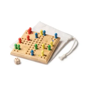Juego de mesa Parchís Siscar hecho de bambú y con fichas de colores