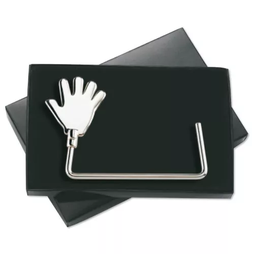 Cuelgabolsos con forma de mano niquel pulido