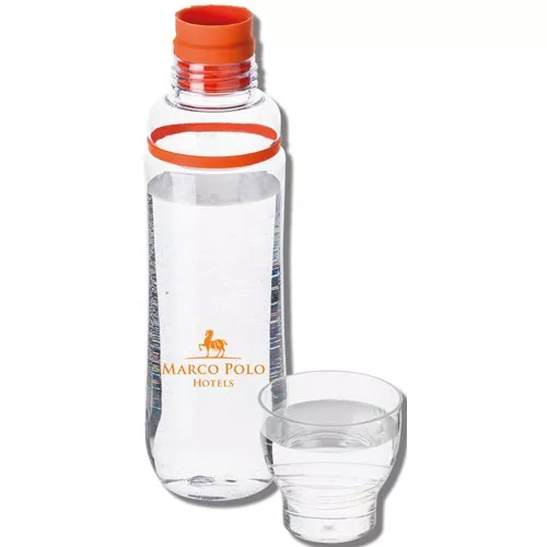 Botella (750 ml) con tapa  y vaso