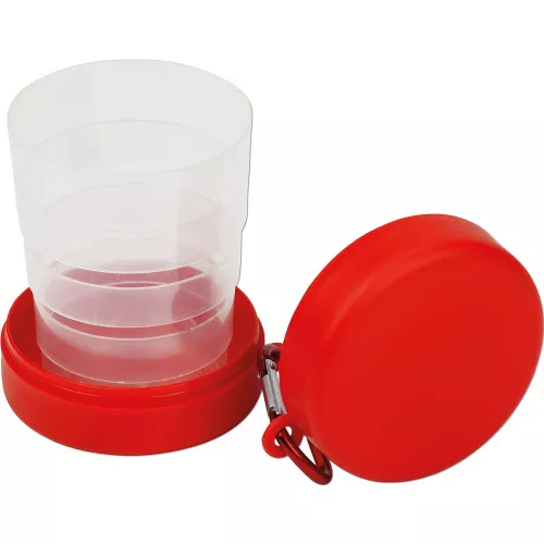 Vaso plegable de 220 ml con compartimento interior.