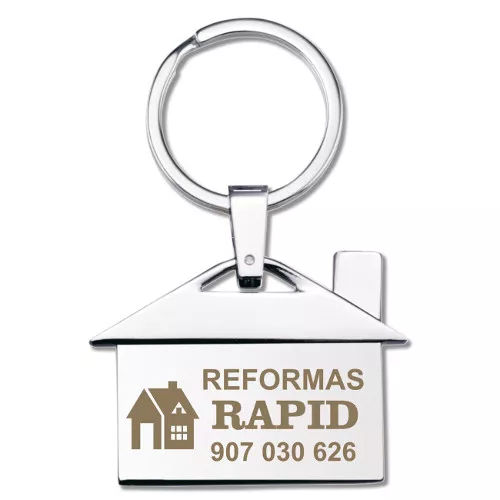 Llavero casa niquel pulido