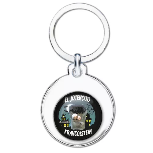 Llavero niquel brillante/negro printer foto con resina 2 caras