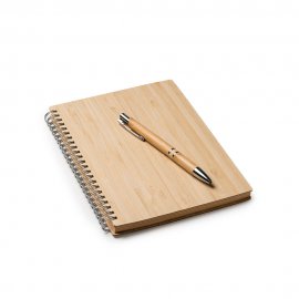 Set libreta y bolígrafo GALA de bambú. 