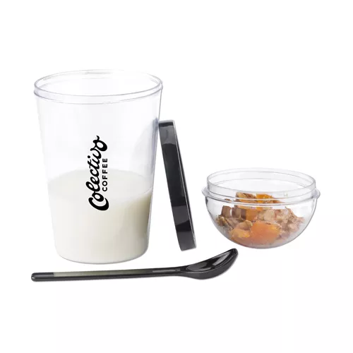 Taza con tapa y cuchara