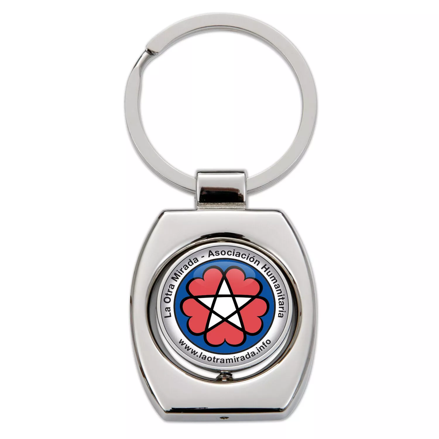 Llavero  giratorio niquel pulido brillante, printer foto con resina 2 caras 