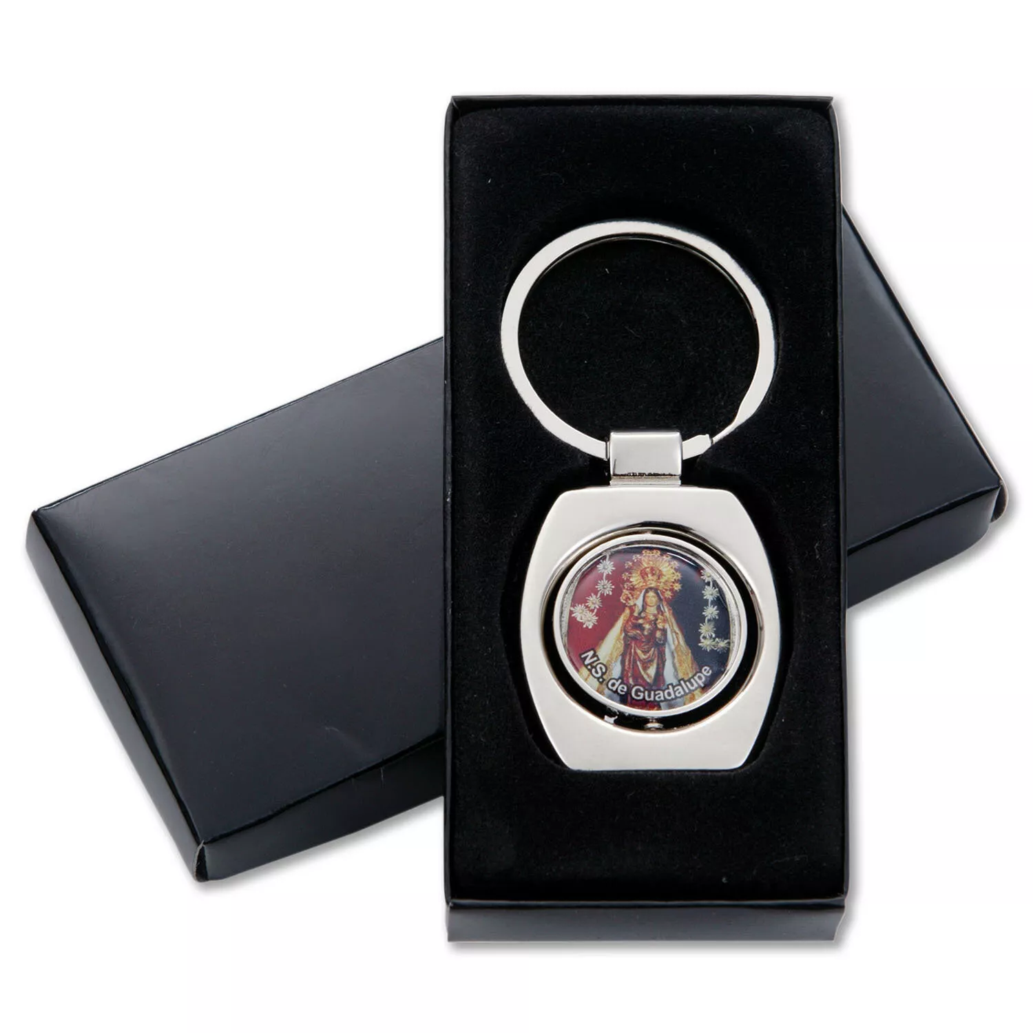 Llavero  giratorio niquel pulido brillante, printer foto con resina 2 caras 