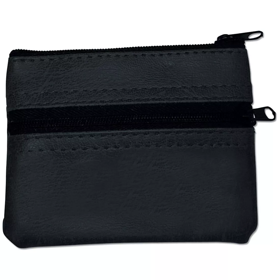 Monedero 2 cremalleras negras en simil piel de varios colores.