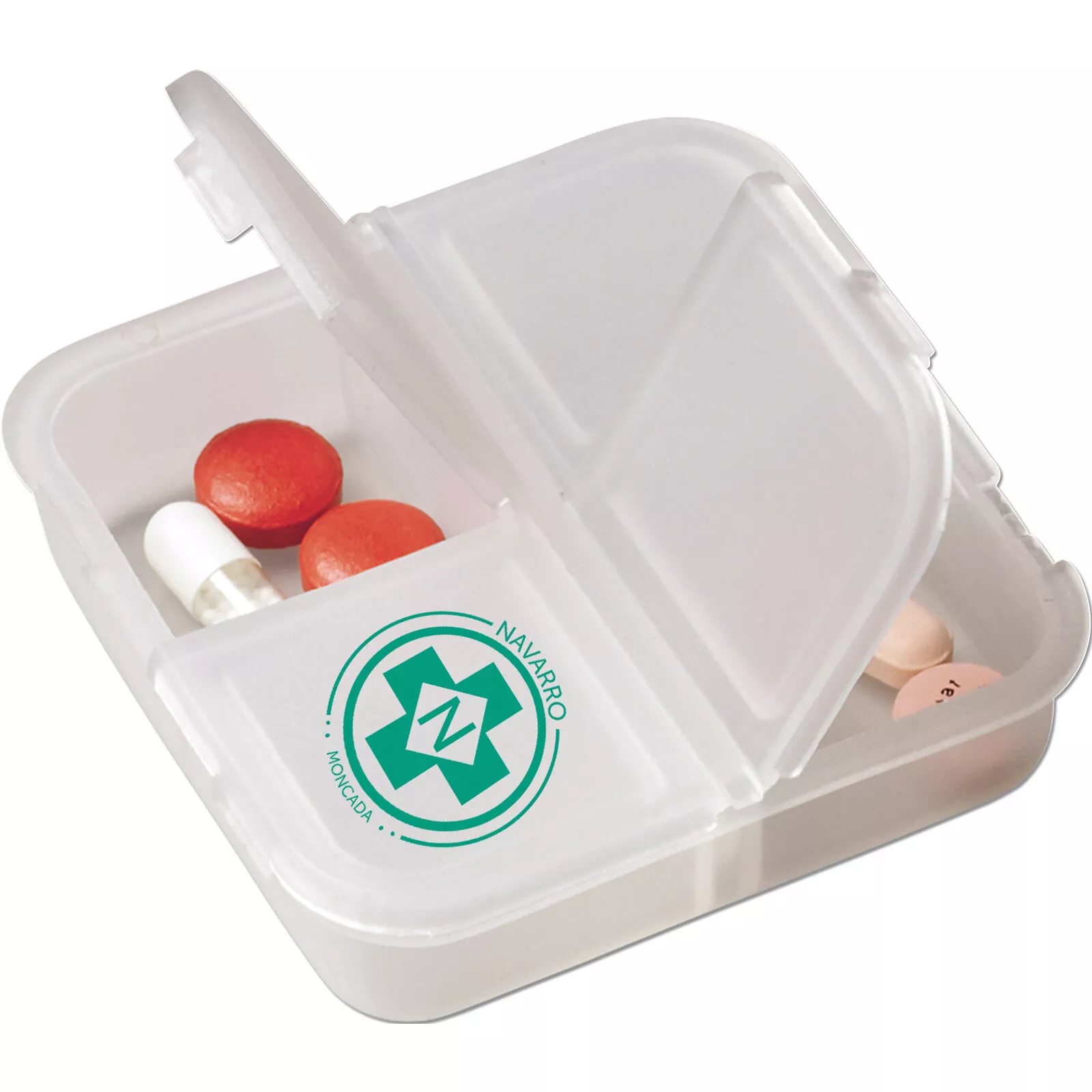 Pastillero cuadrado de plástico