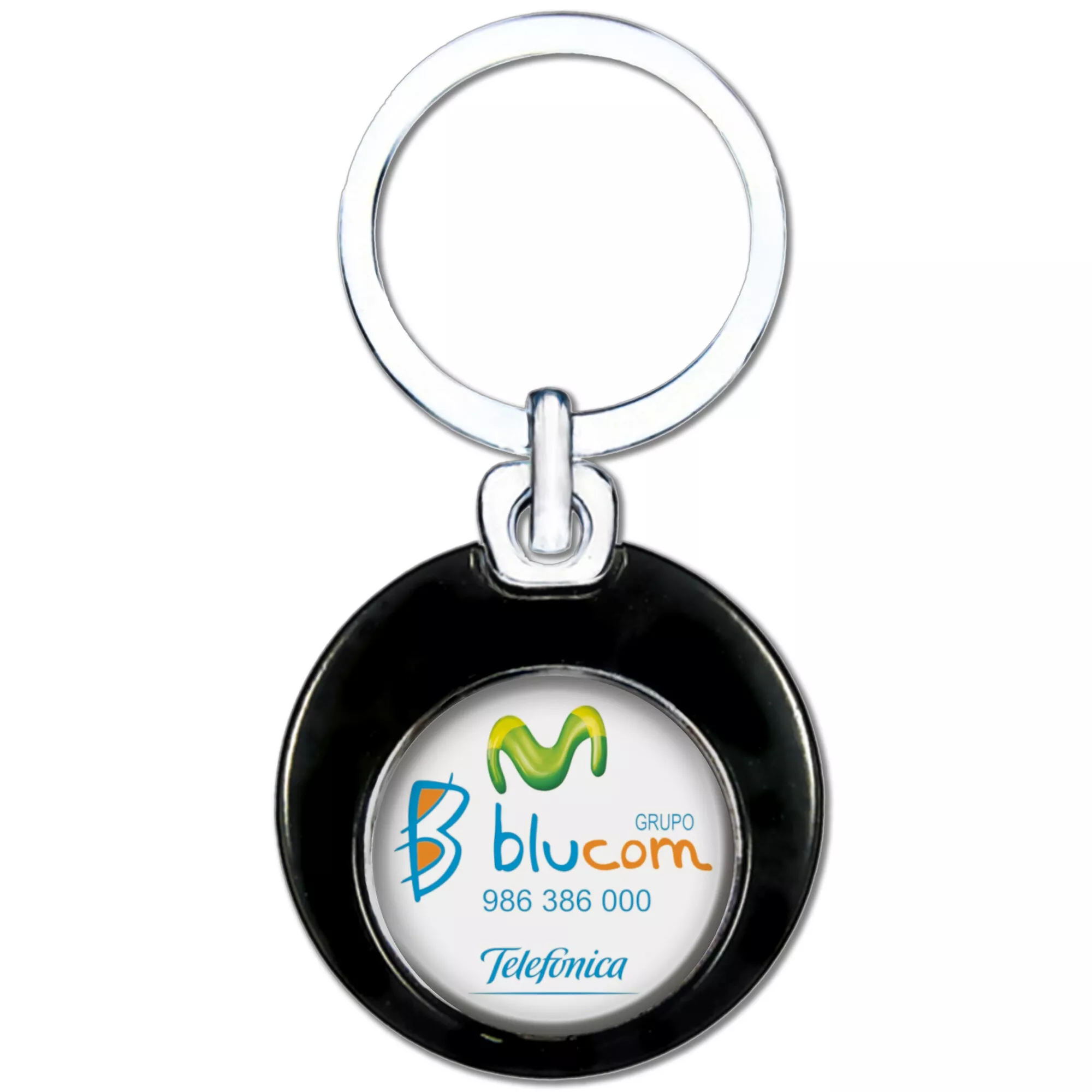 Llavero niquel brillante/negro printer foto con resina 2 caras