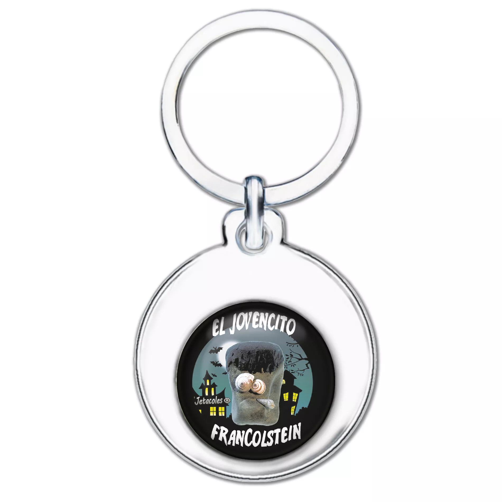 Llavero niquel brillante/negro printer foto con resina 2 caras