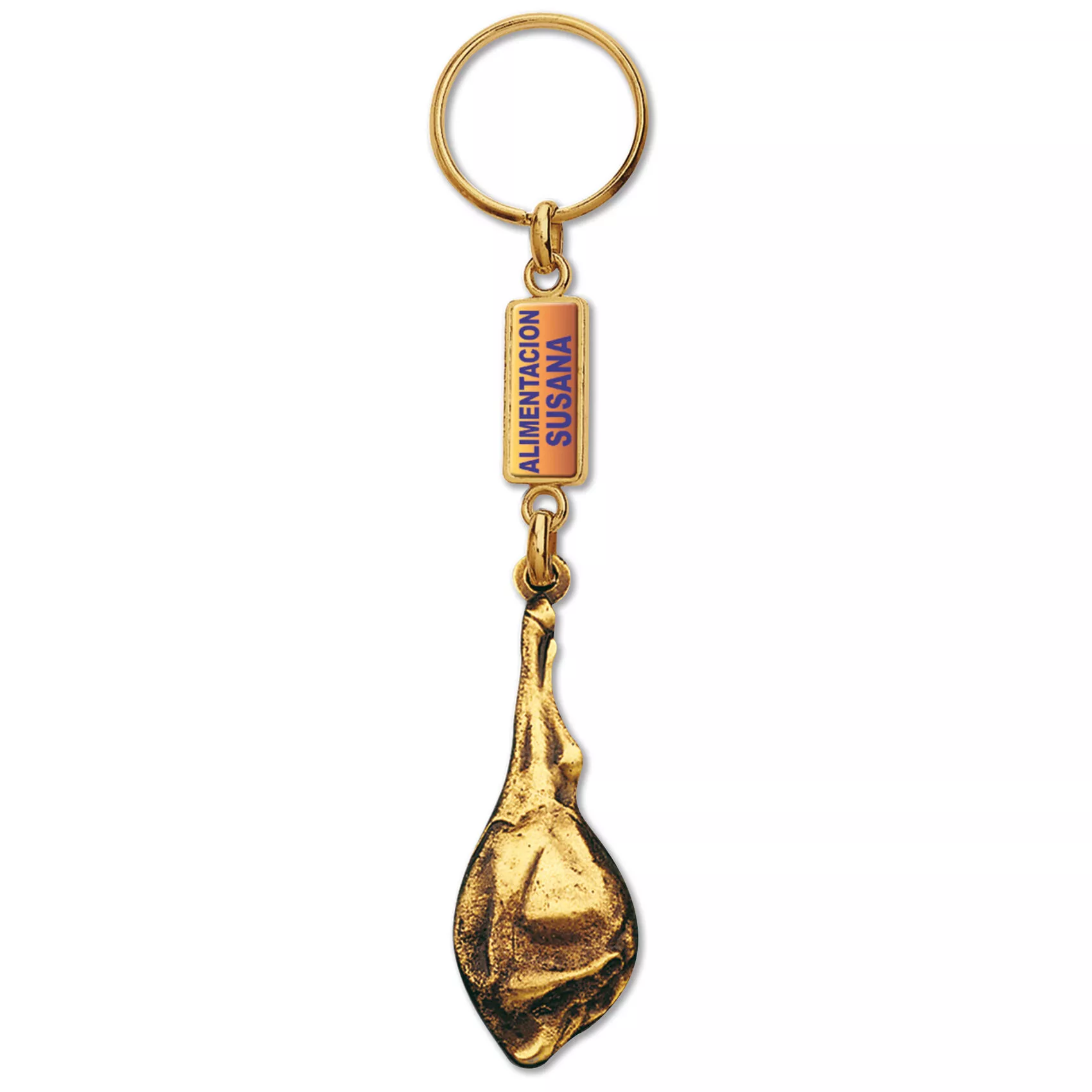 Llavero jamón latón óxido, printer foto con resina 2 caras, calabrote especial